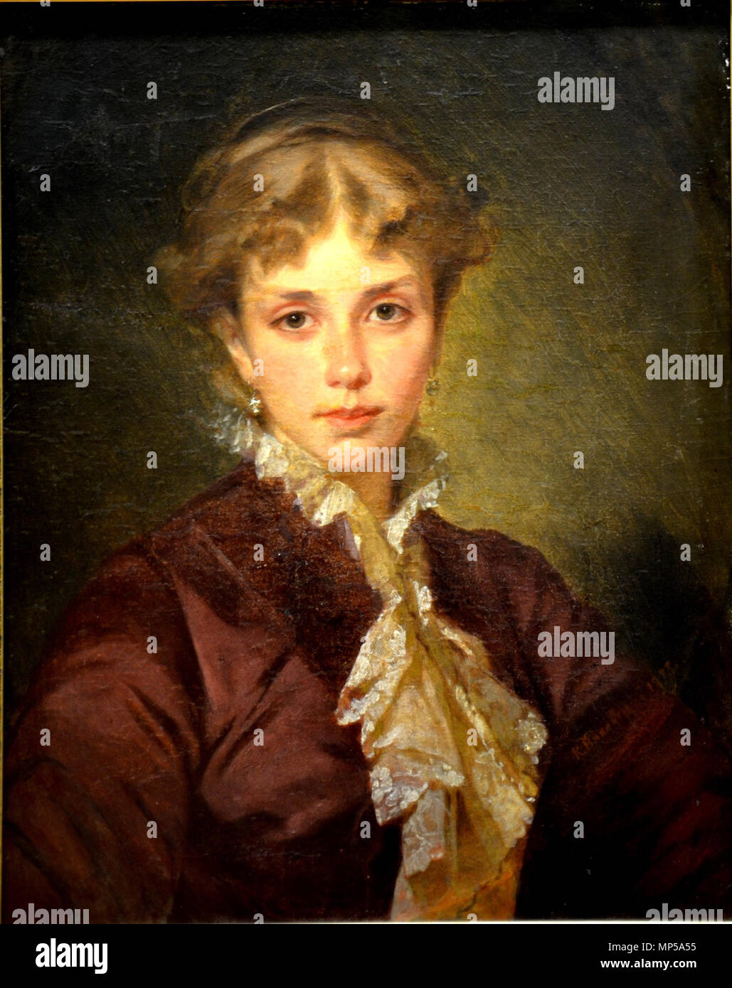 . Русский: Константин Маковский. Женский портрет, 1870-е. Холст, масло ...