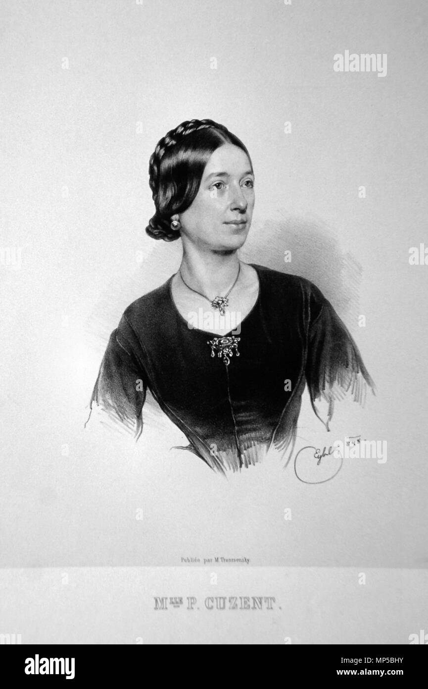 OLYMPUS DIGITAL CAMERA    . Deutsch: Pauline Cuzent, Schwester von Paul Cuzent. Lithographie von Franz Eybl, 1845 . 1845. Franz Eybl (1806-1880) 967 Pauline Cuzent Litho Stock Photo