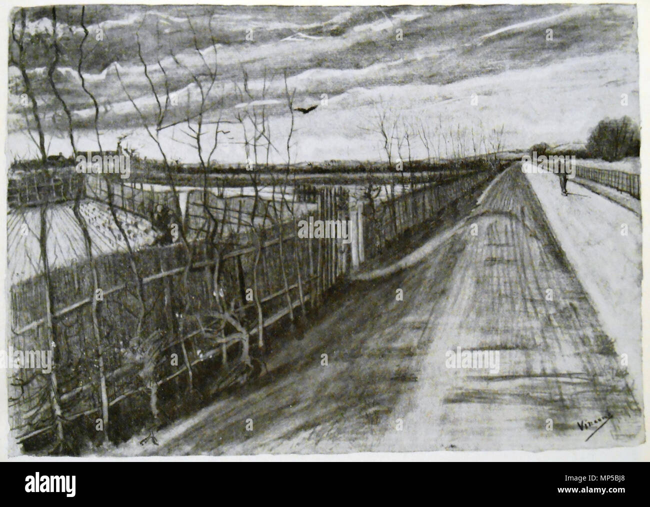 . English: Country road near Loosduinen Black crayon and pen, heightened with white F 1089, 9½ x 13½ inches Français : Dessin de Vincent van Gogh . The Hague, December 1881 - September 1883.   Vincent van Gogh  (1853–1890)       Alternative names Vincent Willem van Gogh  Description Dutch painter, drawer and printmaker  Date of birth/death 30 March 1853 29 July 1890  Location of birth/death Zundert Auvers-sur-Oise  Work period between circa 1880 and circa July 1890  Work location Netherlands (Etten, The Hague, Nuenen, …, before 1886), Paris (from 1886 until 1887), Arles (from 1888 until 1889), Stock Photo