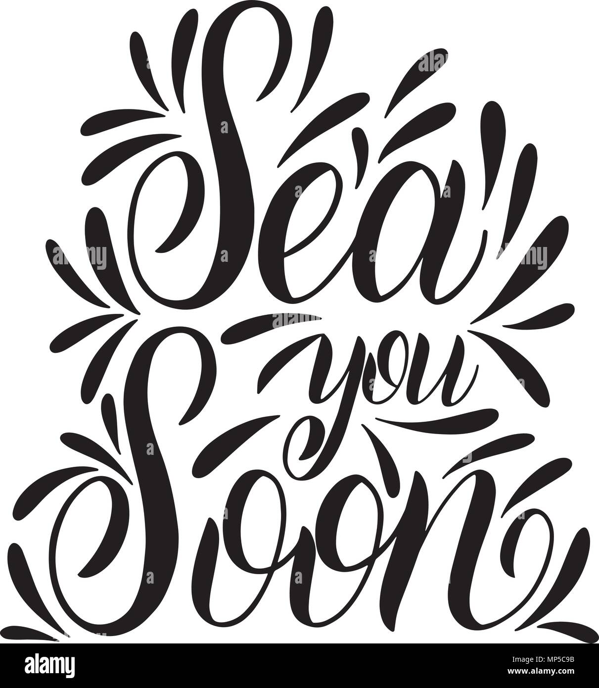 Summer handdrawn lettering. Sea you soon. Vector elements for ...
