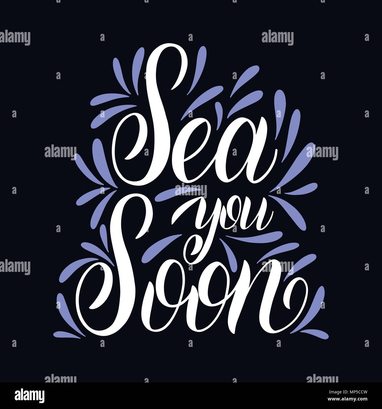 Summer handdrawn lettering. Sea you soon. Vector elements for ...