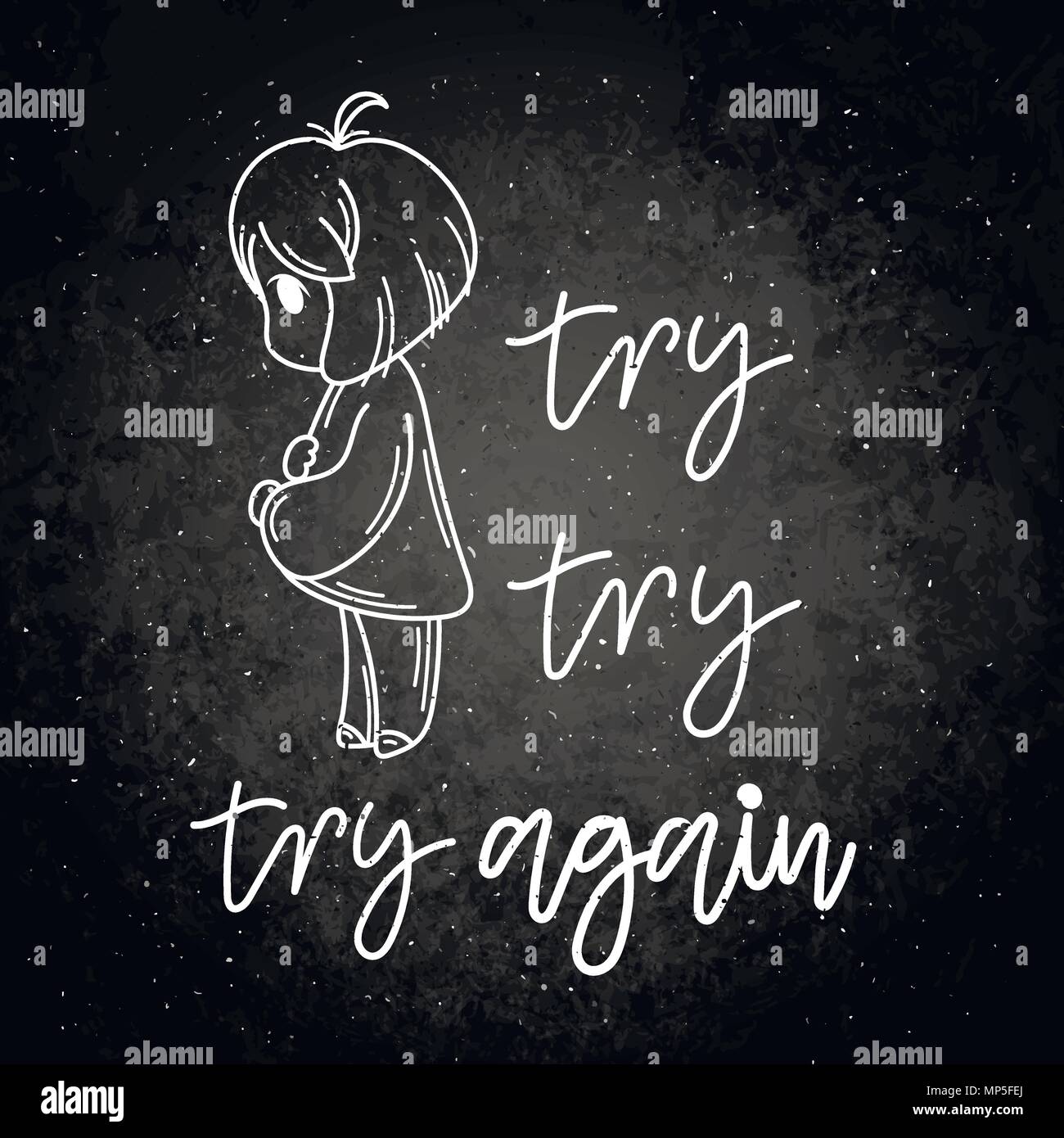 Try again. Cute cartoon kids. Vector and illustration Stock Vector Image &  Art - Alamy