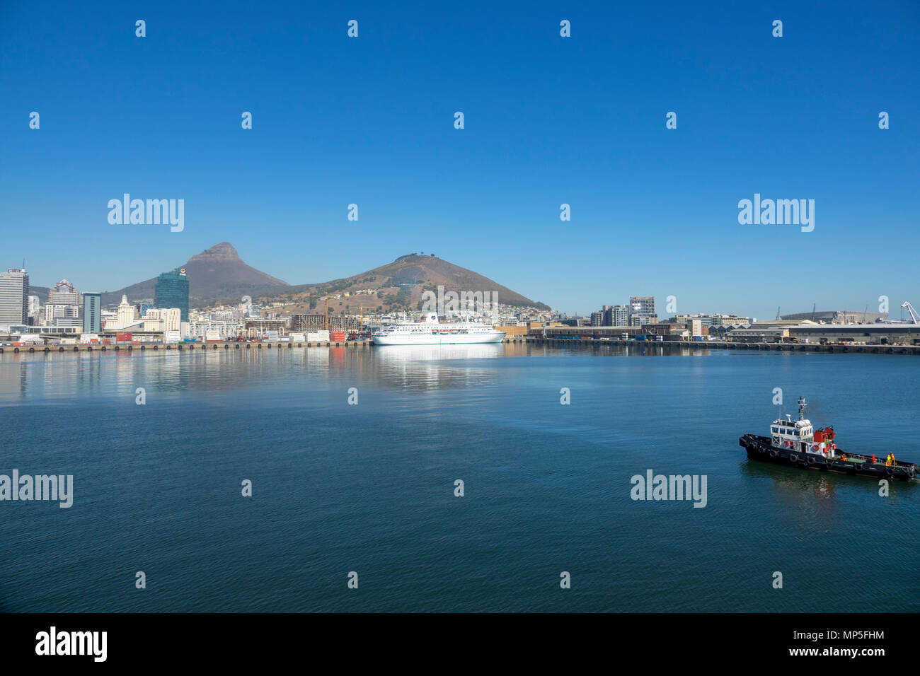 Cruise ship entering the Port of Cape Town, South Africa Stock Photo ...