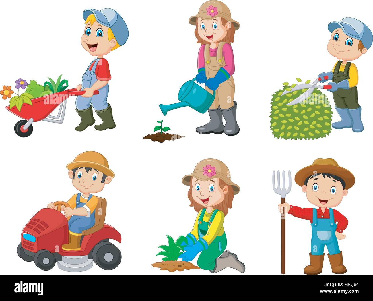 Collection of gardening kids Stock Vector Image & Art Alamy