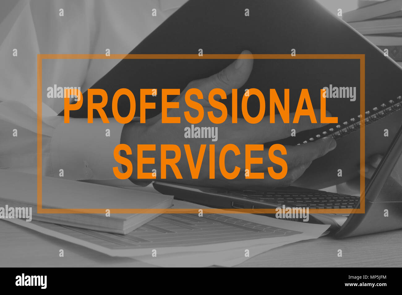 Professional services. Manager is working with documents. Stock Photo