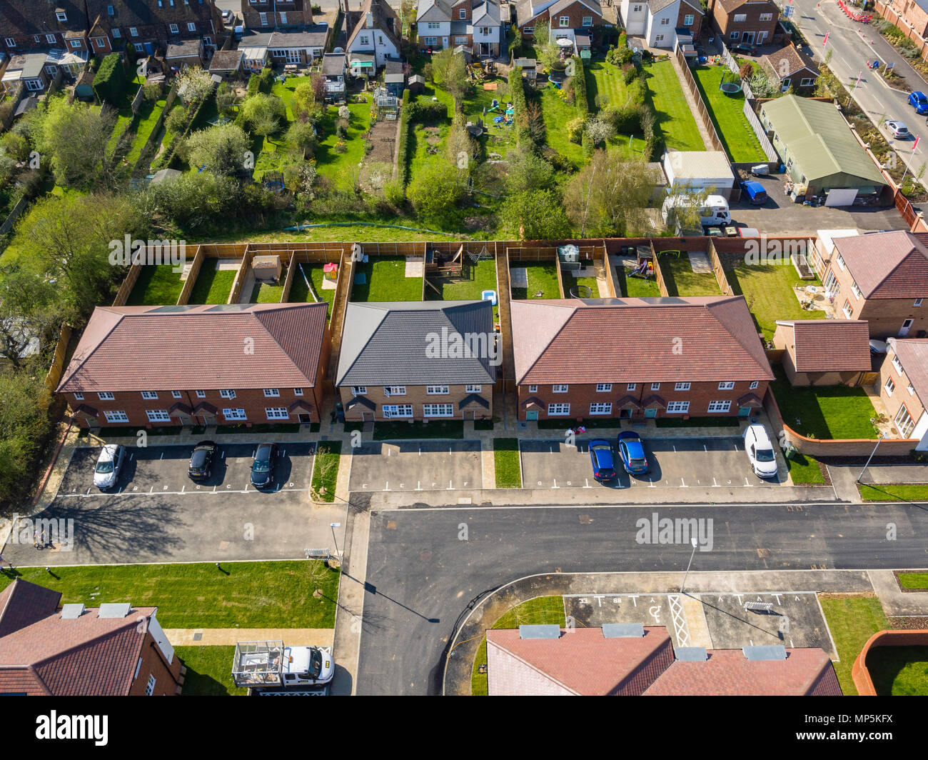 Aerial views of Redrow Homes development, The Parsonage, located in Marden, Kent, UK Stock Photo