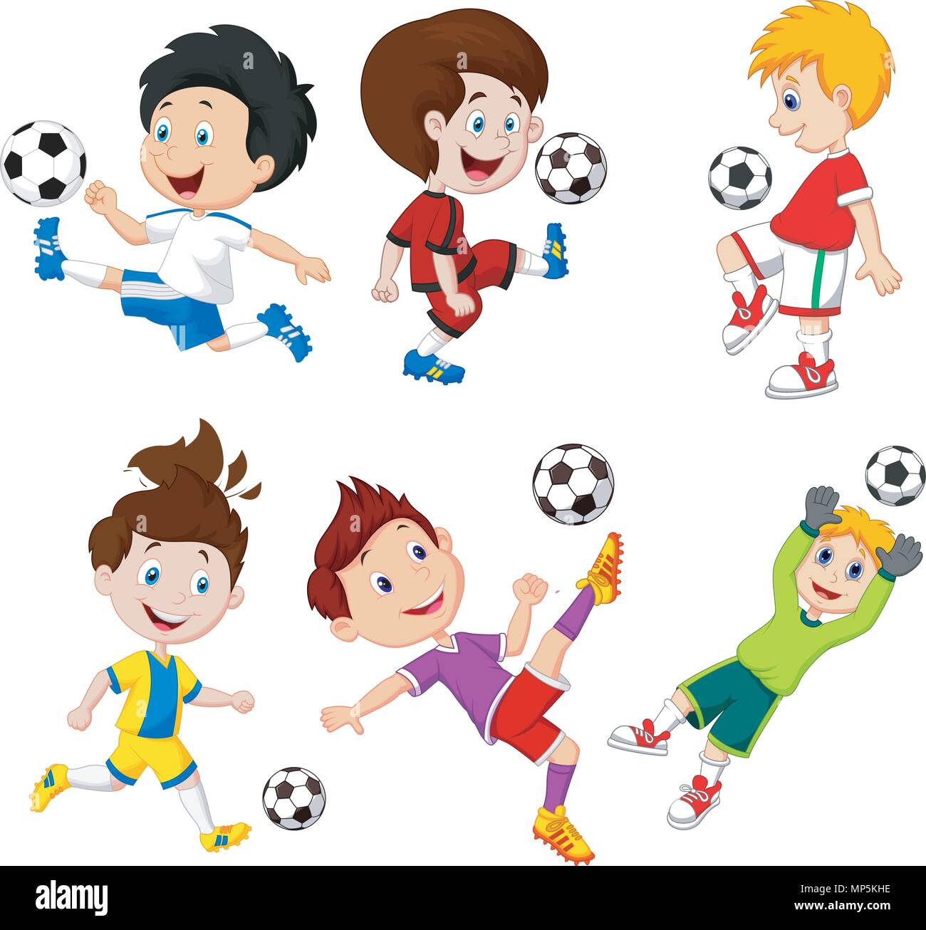 Cartoon little Boy playing football Stock Vector Image & Art - Alamy