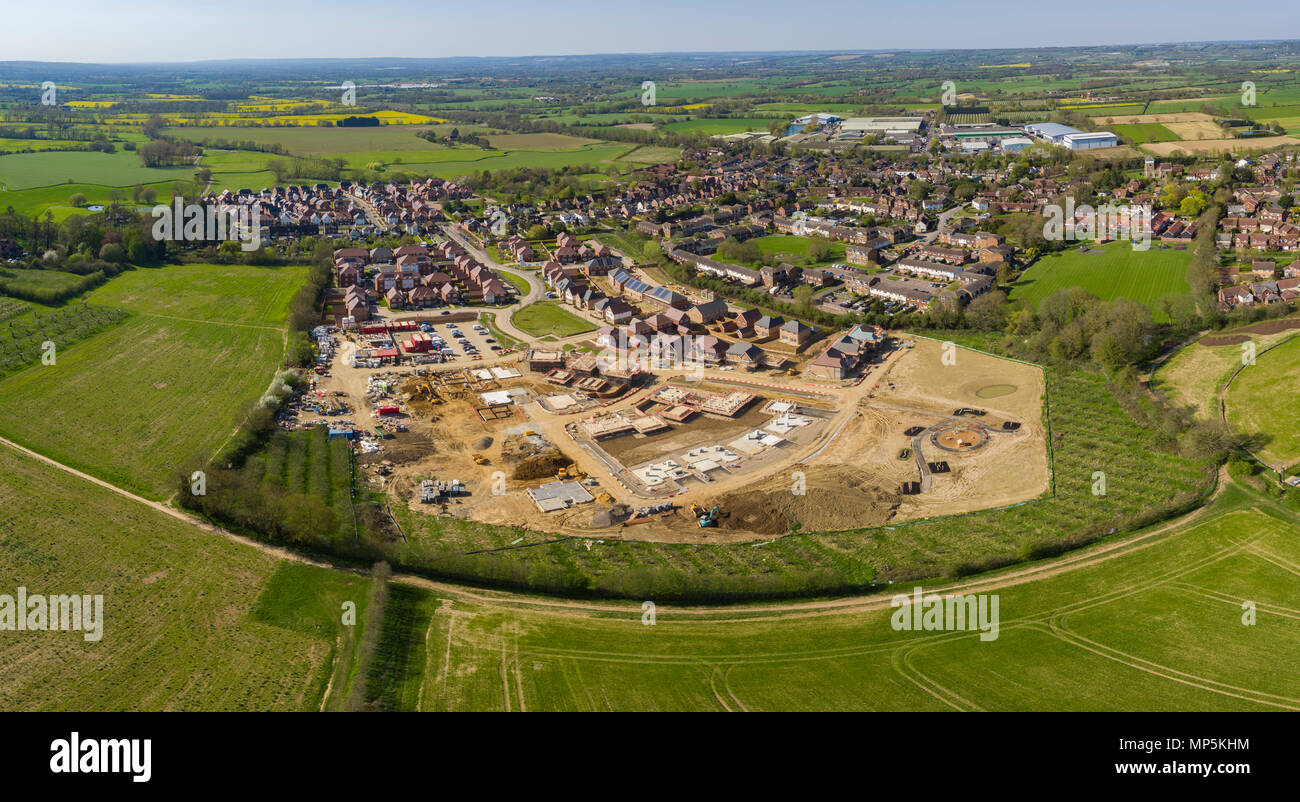Aerial views of Redrow Homes development, The Parsonage, located in