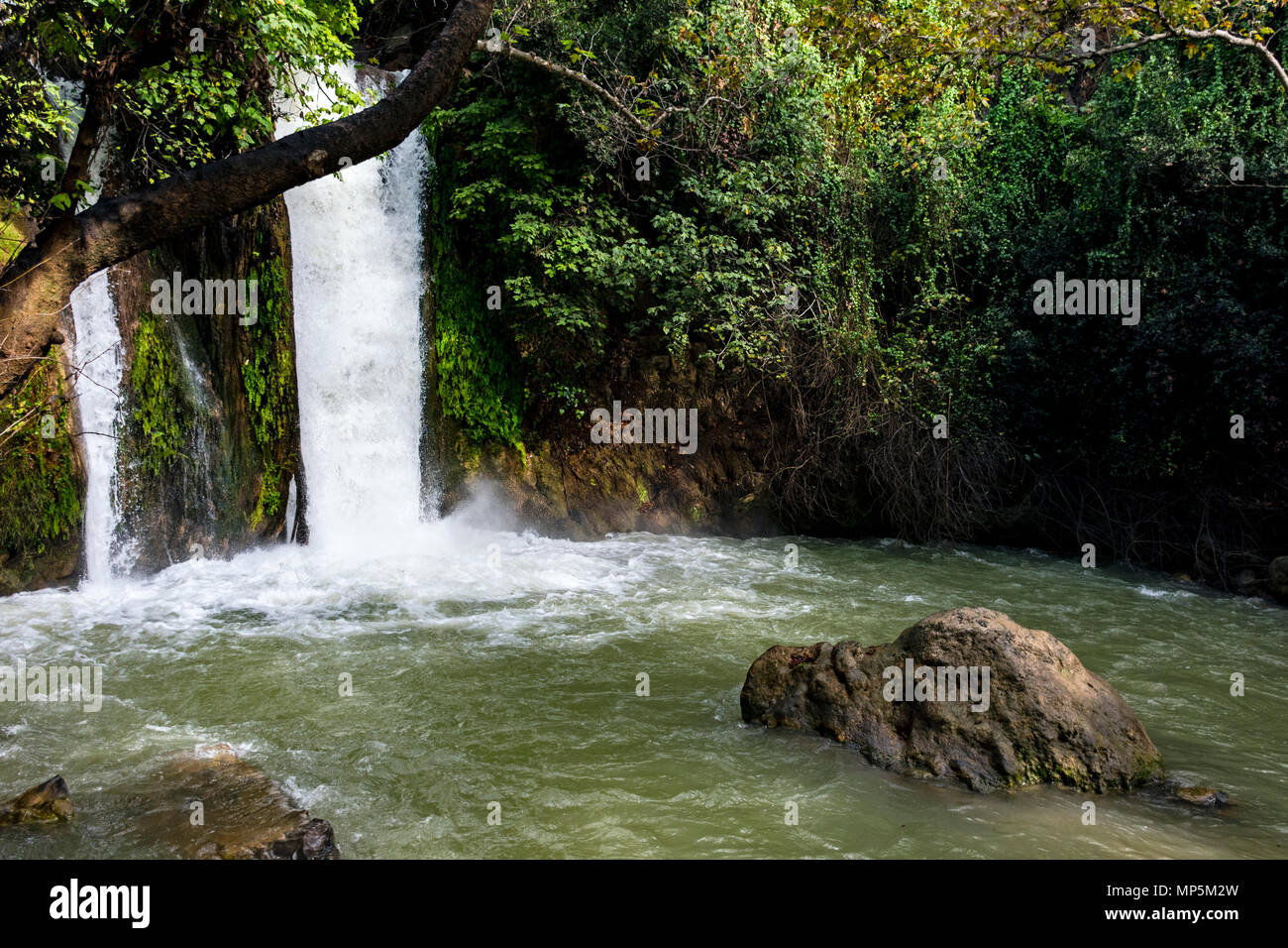 banyas falls on the hermon stream in the Golan Heights of Israel Stock Photo