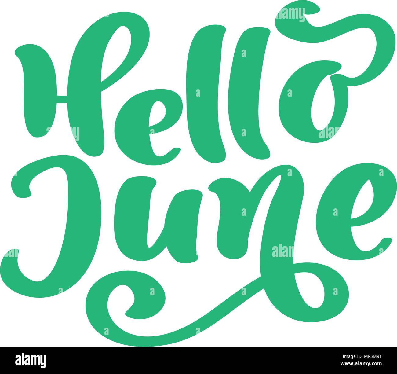 Hello june lettering print vector text. Summer minimalistic