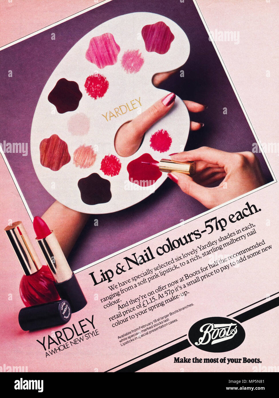 1980s original old vintage advertisement advertising cosmetics by Yardley for sale at Boots