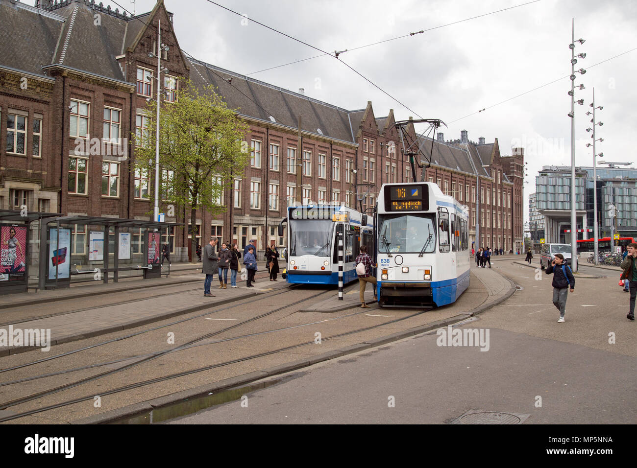 Amsterdam Holland April 2018 A Tramway System Makes Public Transport Easy In The City MP5NNA 