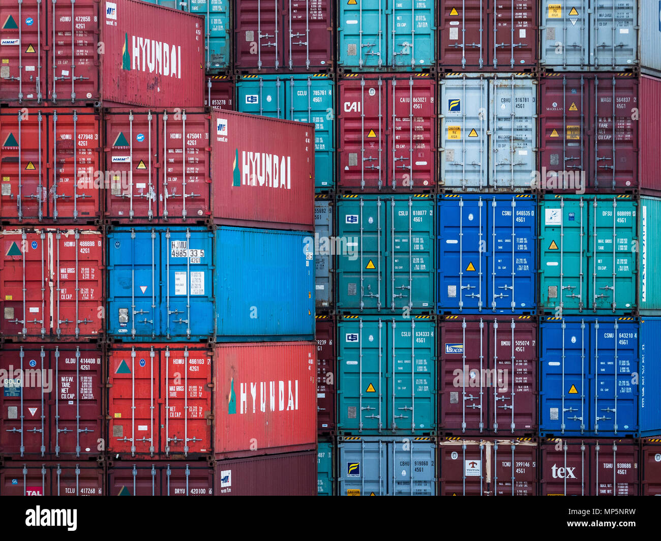 Global Trade - Shipping containers in transit between ports - Port of Felixstowe UK Stock Photo