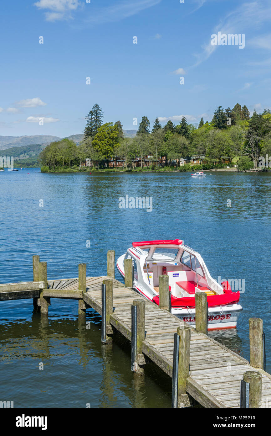Hire Boat Waiting for a customer on Lake Windermere.eNGLISH nATIONAL pARK, Stock Photo