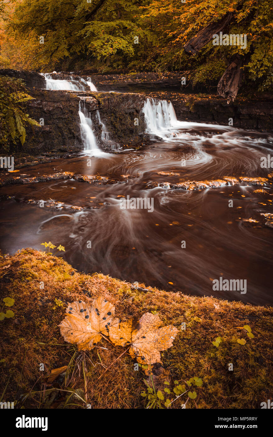 Lugton Water waterfall near Dalry, Ayrshire, Scotland, UK Stock Photo
