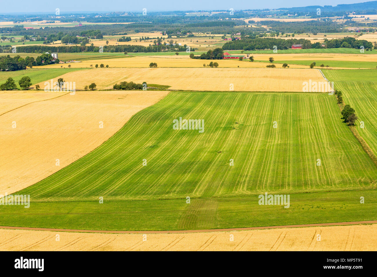 Rural view over fields in late summer Stock Photo - Alamy