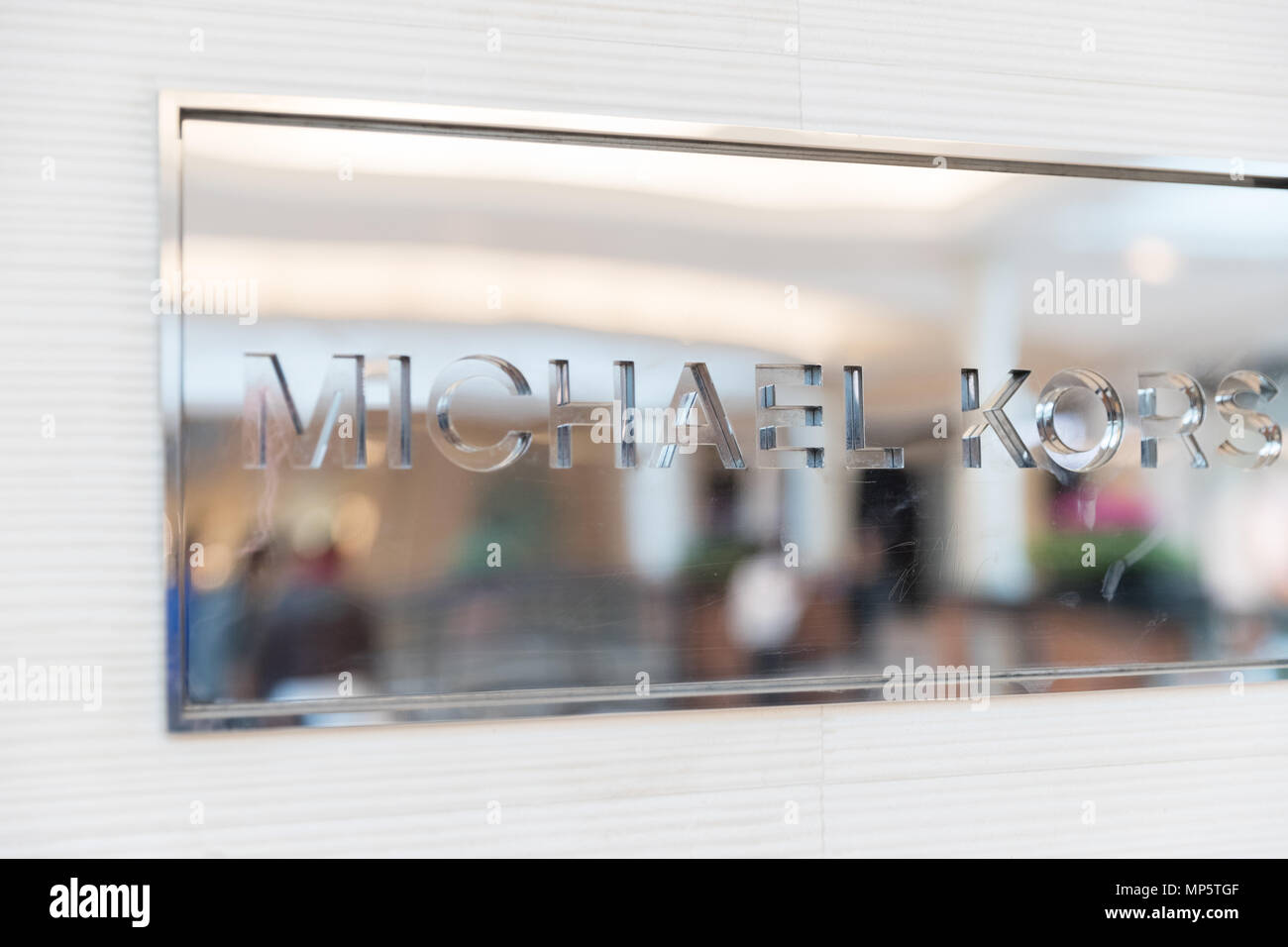 Philadelphia, Pennsylvania, May 19 2018: An exterior view of the Michael Kors store in shopping mall. Michael Kors is an American luxury fashion compa Stock Photo