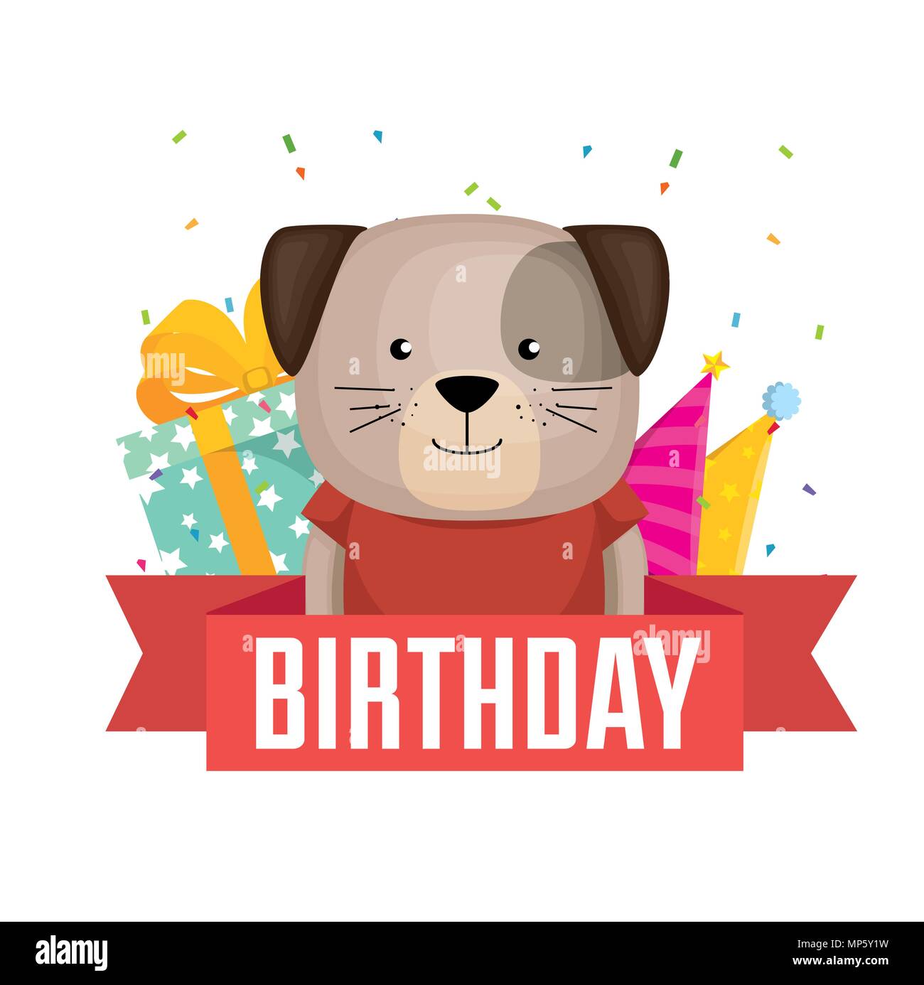happy birthday card with cute dog Stock Vector Image & Art - Alamy