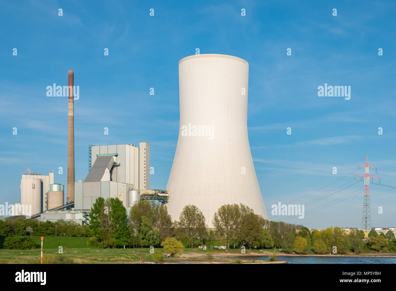 The Duisburg-Walsum coal-fired powerplant is located on the banks of the Rhine River in Germany. Stock Photo