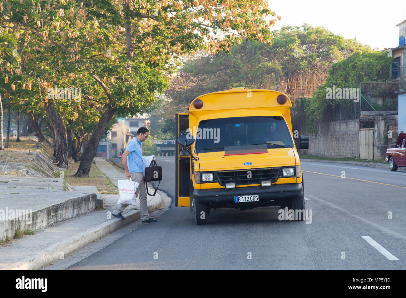 Bus stop in Havana Cuba Stock Photo