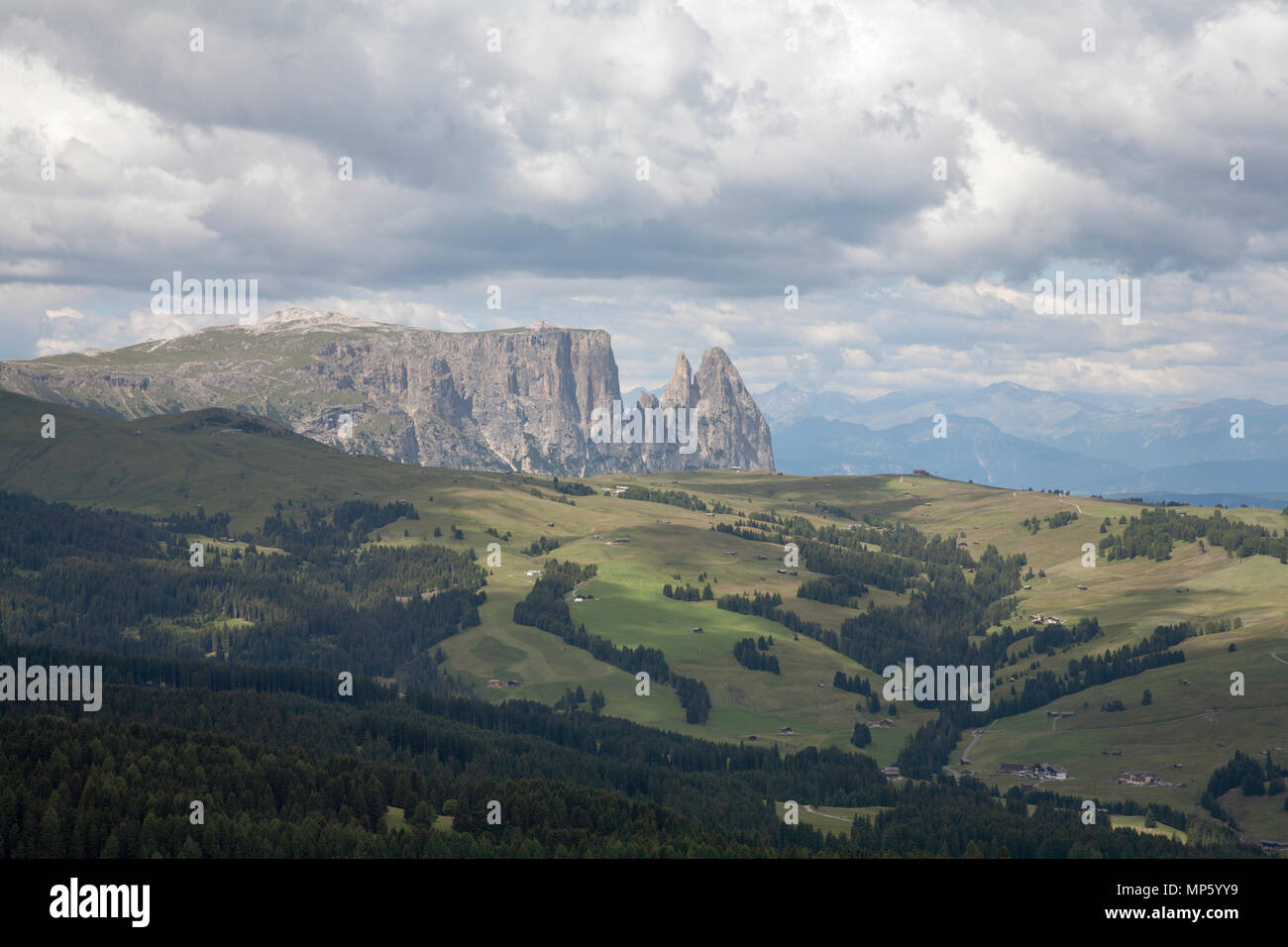 The Alpe Di Siusi And The Sciliar Schlern And Santnar Spitze In The  Background from Ciampinoi Selva Val Gardena Italy Stock Photo - Alamy