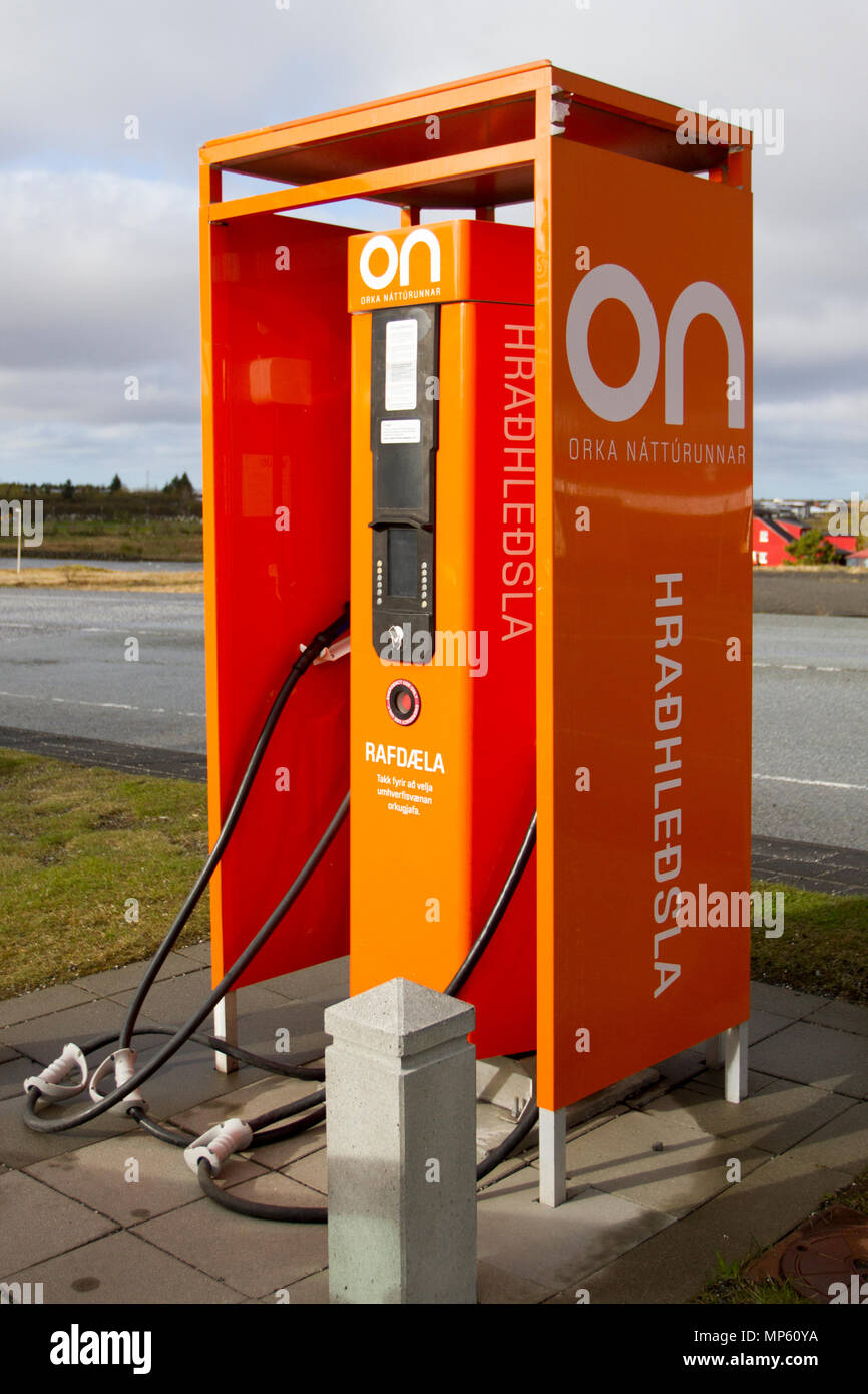 Orkusalan electric car charging points. Attractions on the Golden