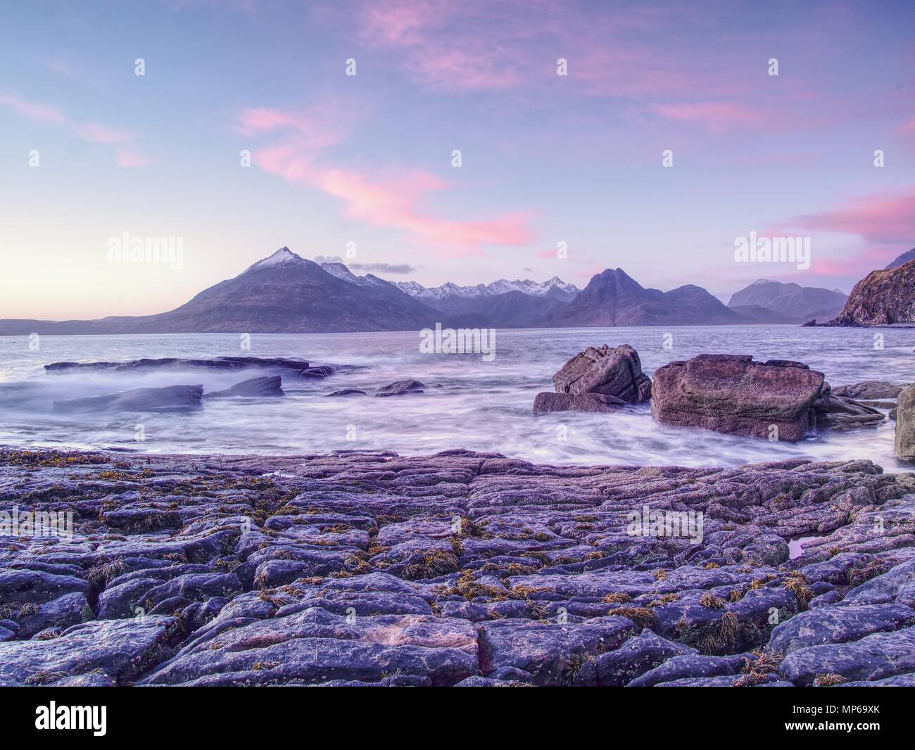 View Of Elgol And Cuillin Hills, Isle Of Skye, Scotland Stock Photo