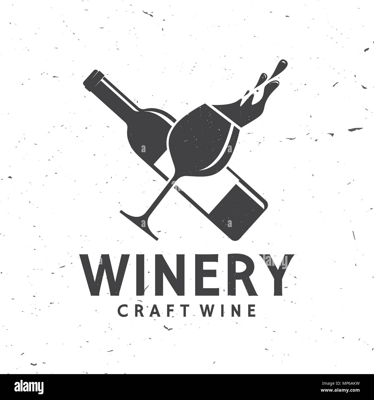 Craft wine. Winery company badge, sign or label. Vector illustration. Vintage design for winery company, bar, pub, shop, branding and restaurant business. Coaster for wine glasses Stock Vector