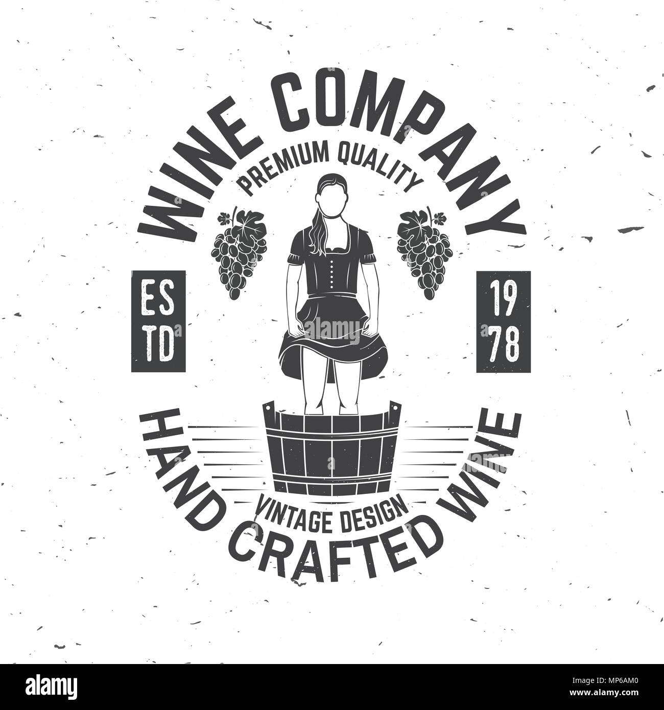 Wine company badge, sign or label. Vector illustration. Vintage design for winery company, bar, pub, shop, branding and restaurant business. Coaster for wine glasses Stock Vector