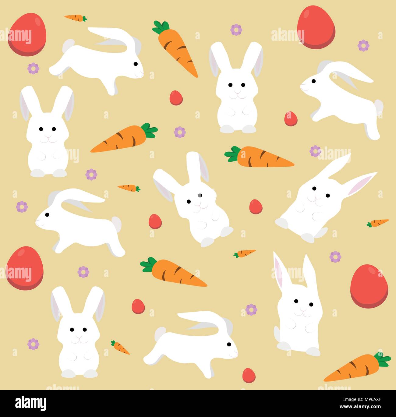 Download Easter Rabbits And Carrots Pattern Vector Holiday Flat Style Background Stock Vector Image Art Alamy
