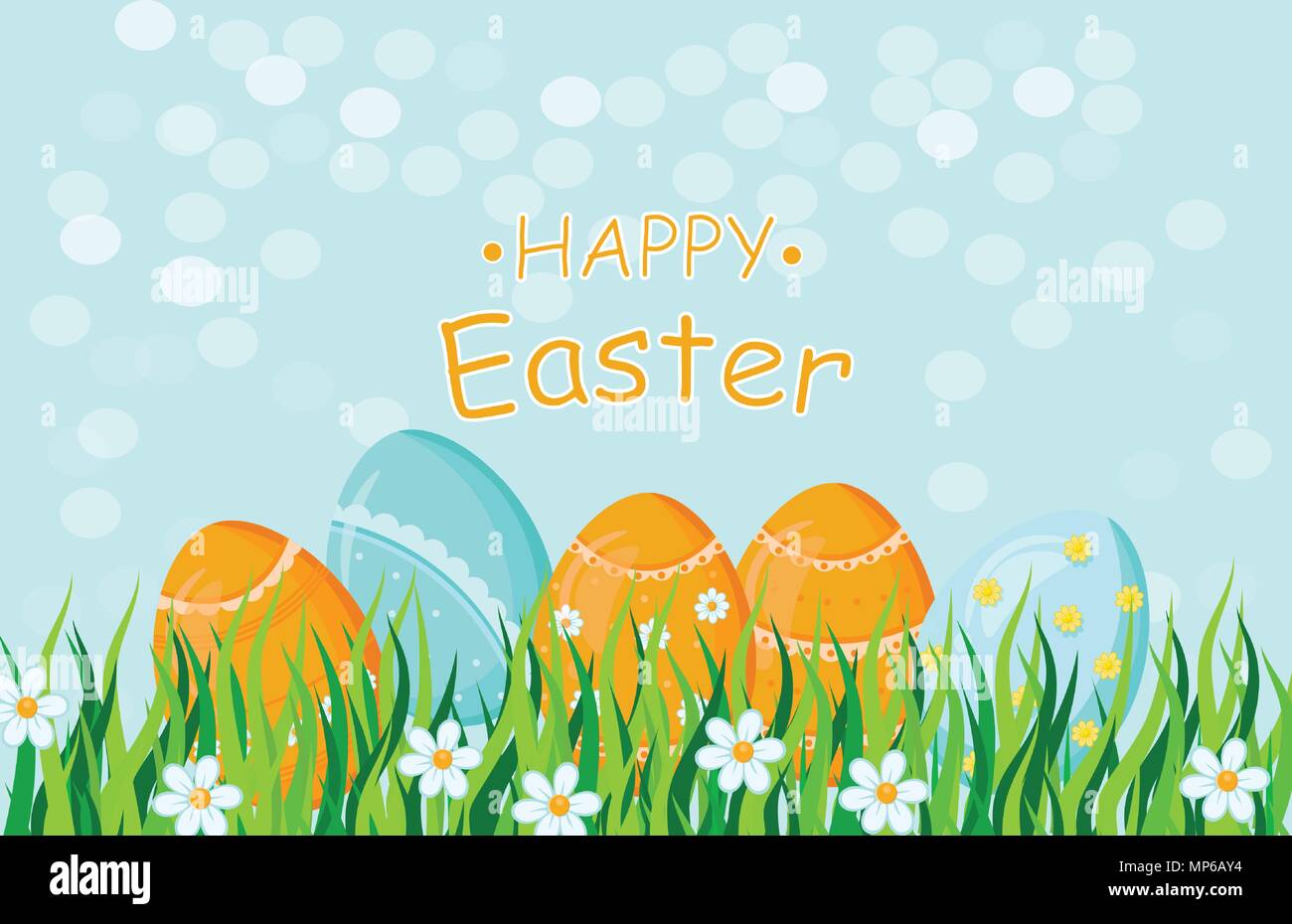 Happy Easter eggs card Vector holiday background illustration Stock Vector