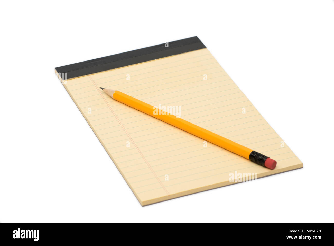 notebook and pencil isolated on white background Stock Photo