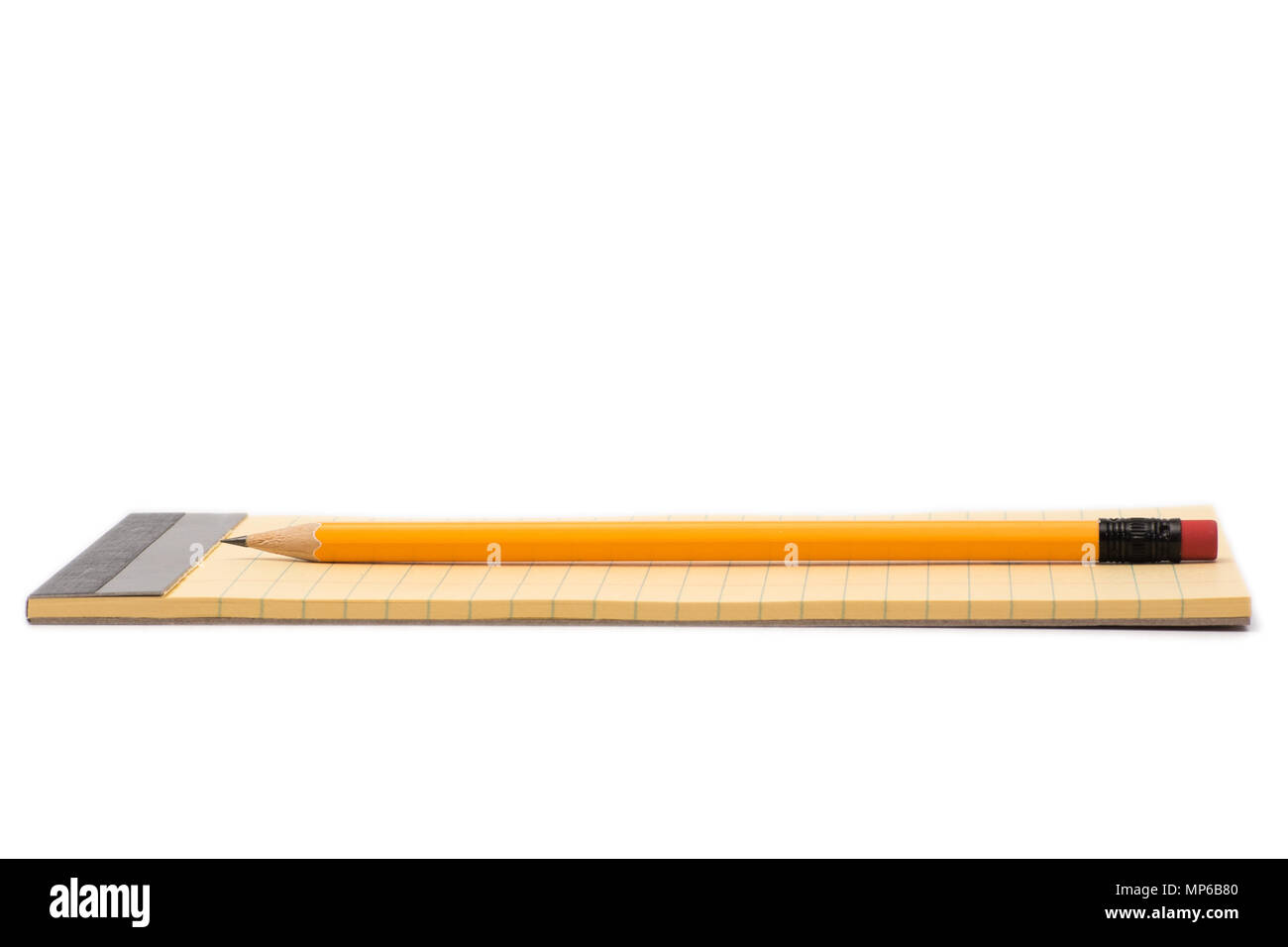 notebook and pencil isolated on white background Stock Photo