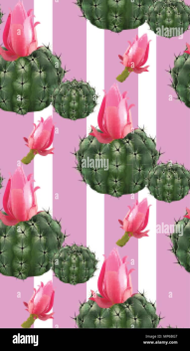 Pink cactus abstract pattern background Vector illustration Stock