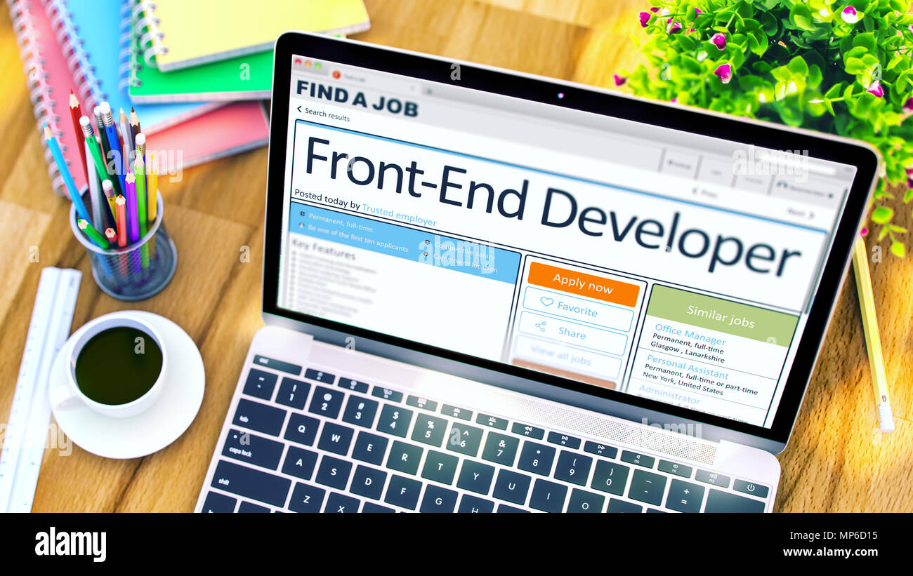 Job Opening Front-End Developer. 3D. Stock Photo