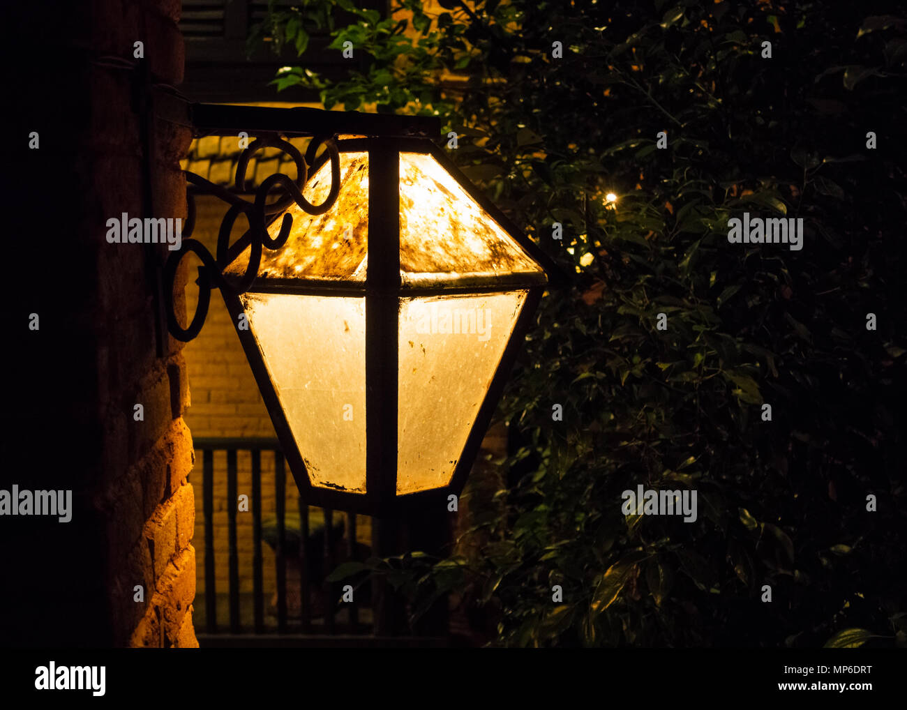 Retro electric lamp at night Stock Photo