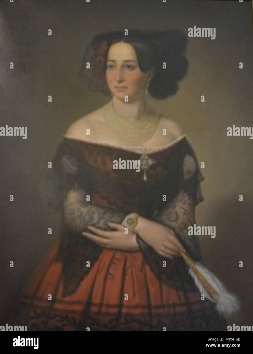 . English: Amalia of Oldenburg, queen of Greece, in an official portrait . 15 April 2015, 12:04:33. Spyridon Hatzigiannopoulos 1035 Queen-amalia Stock Photo