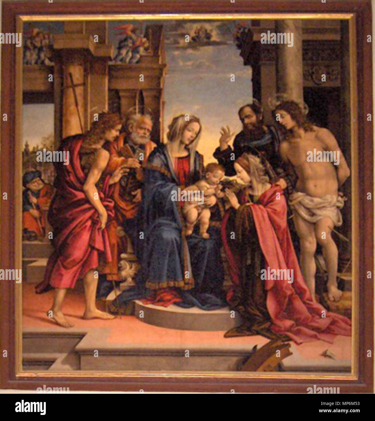 . The mystic wedding of St. Catherine, Virgin and Martyr (1503) (by Filippino Lippi), St. Catherine's Chapel, basilica of Saint Dominic, Bologna, Italy.The most famous. 6 April 2006. Georges Jansoone 1090 San Domenico65 Stock Photo
