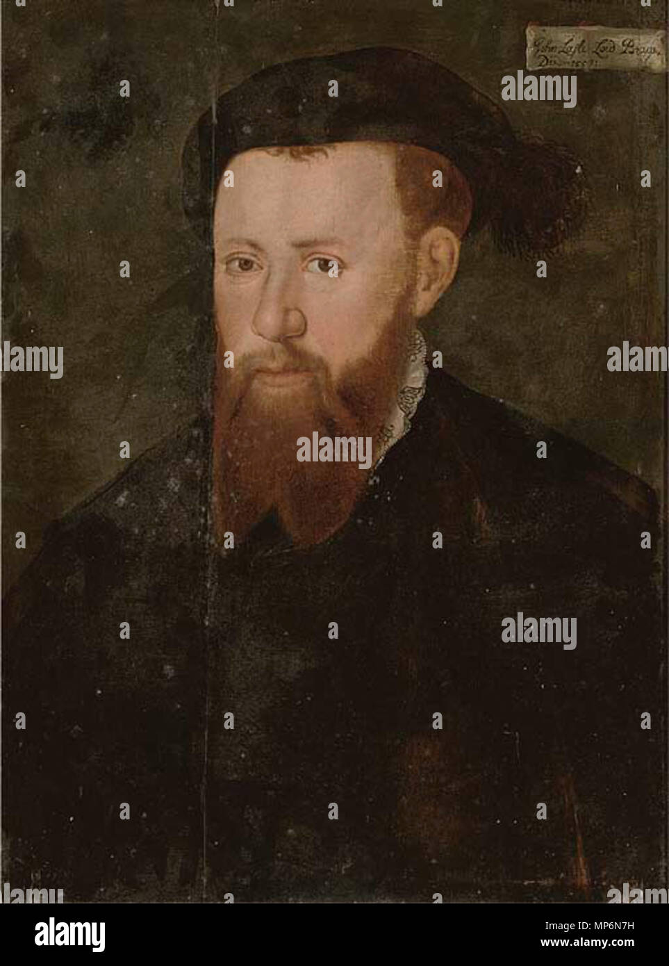 . English: John Bray, 2nd Baron Braye or Brays, (c. 1523 - 19 November 1557). Inscribed upper right 'John Laste Lord Brays/Died-155(4)' (or 1557). oil on panel, 257.8 × 42.5 cm (101.4 × 16.7 in). circa 1550.   Follower of George Gower  (1540–1596)     Alternative names Gower  Description English painter  Date of birth/death circa 1540 1596  Location of birth/death England London  Work period 1570s-1590s  Work location London  Authority control  : Q2126008 VIAF: 65226012 ISNI: 0000 0000 8251 2456 ULAN: 500032228 LCCN: nr00039827 GND: 135583837 WorldCat 731 John Bray, 2nd Lord Braye Stock Photo