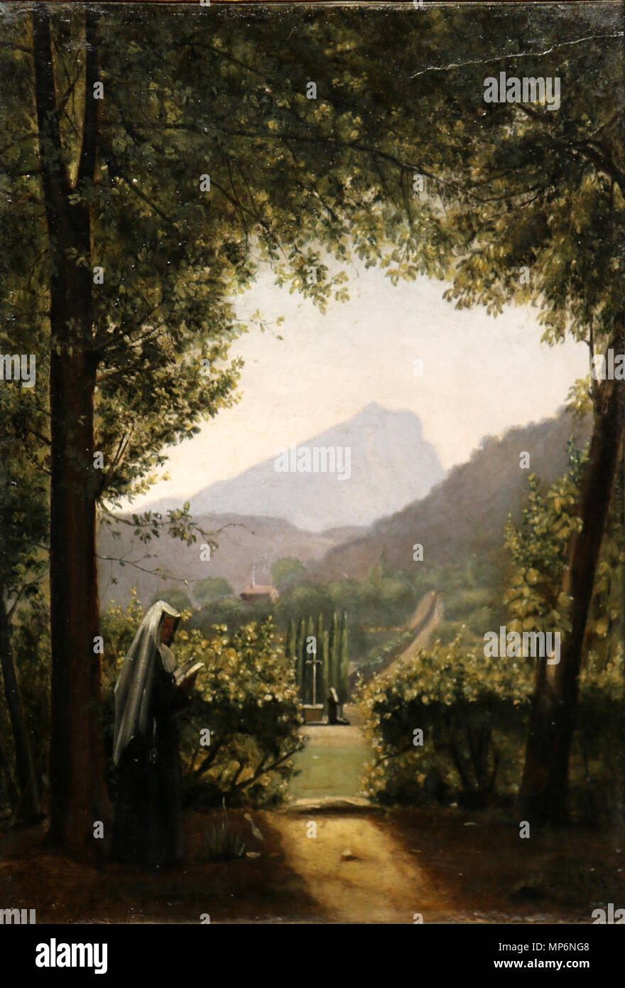 Français : La montagne Sainte Victoire à Aix vue du jardin d'un monastère.    .   862 Marius Granet - Sainte Victoire Stock Photo