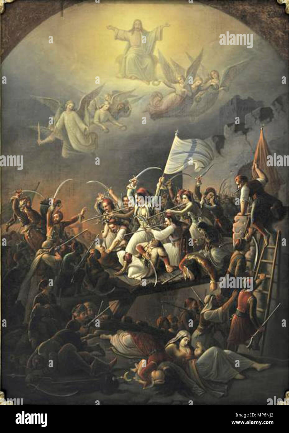 The sortie of Messologhi . The sortie of Messologhi oil on canvas, dimensions: 1,69 x 1,27m (National Gallery of Athens). 1853.   1181 The sortie of Messologhi by Theodore Vryzakis Stock Photo