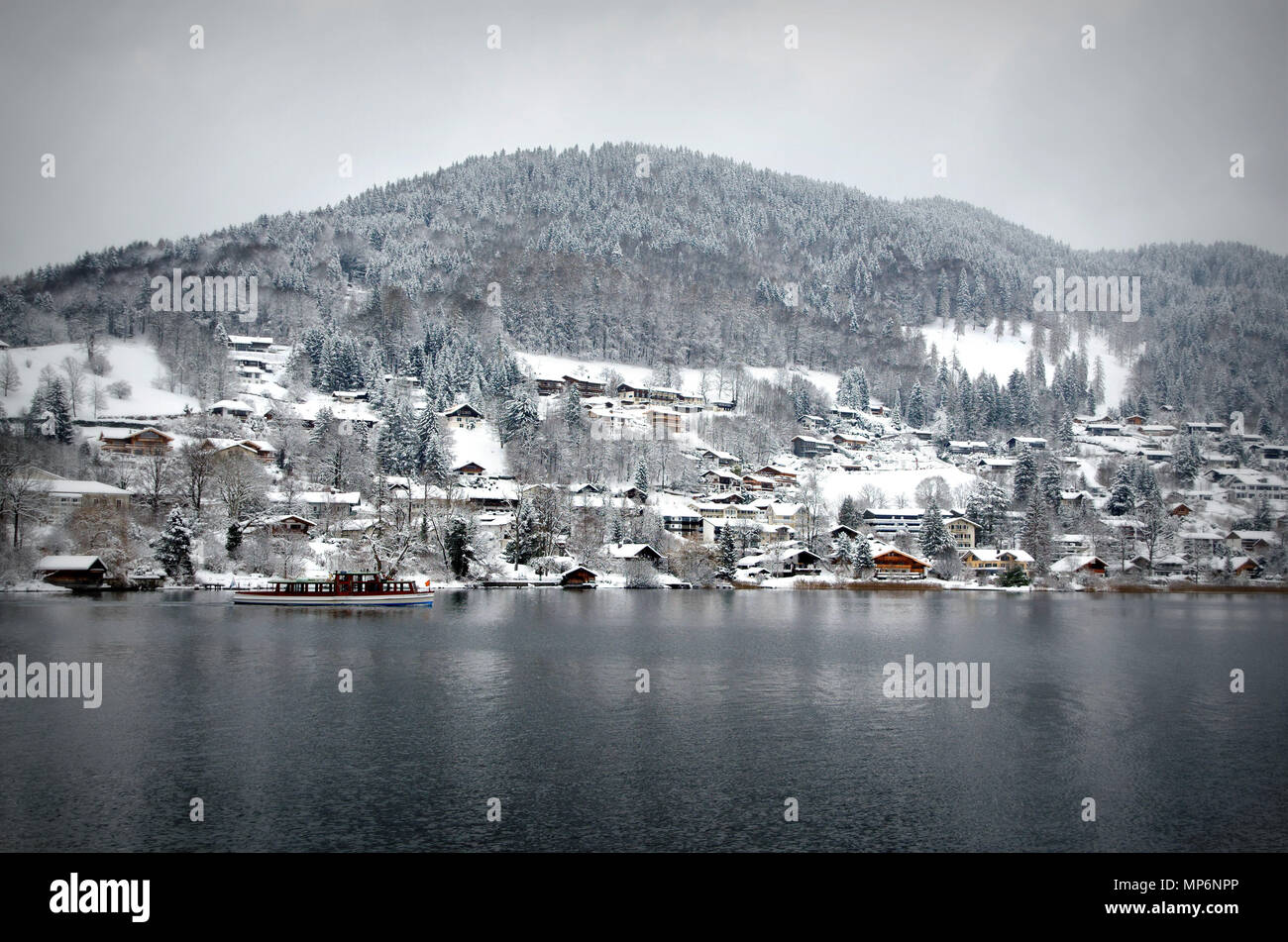 snowy landscape at Tegernsee Stock Photo