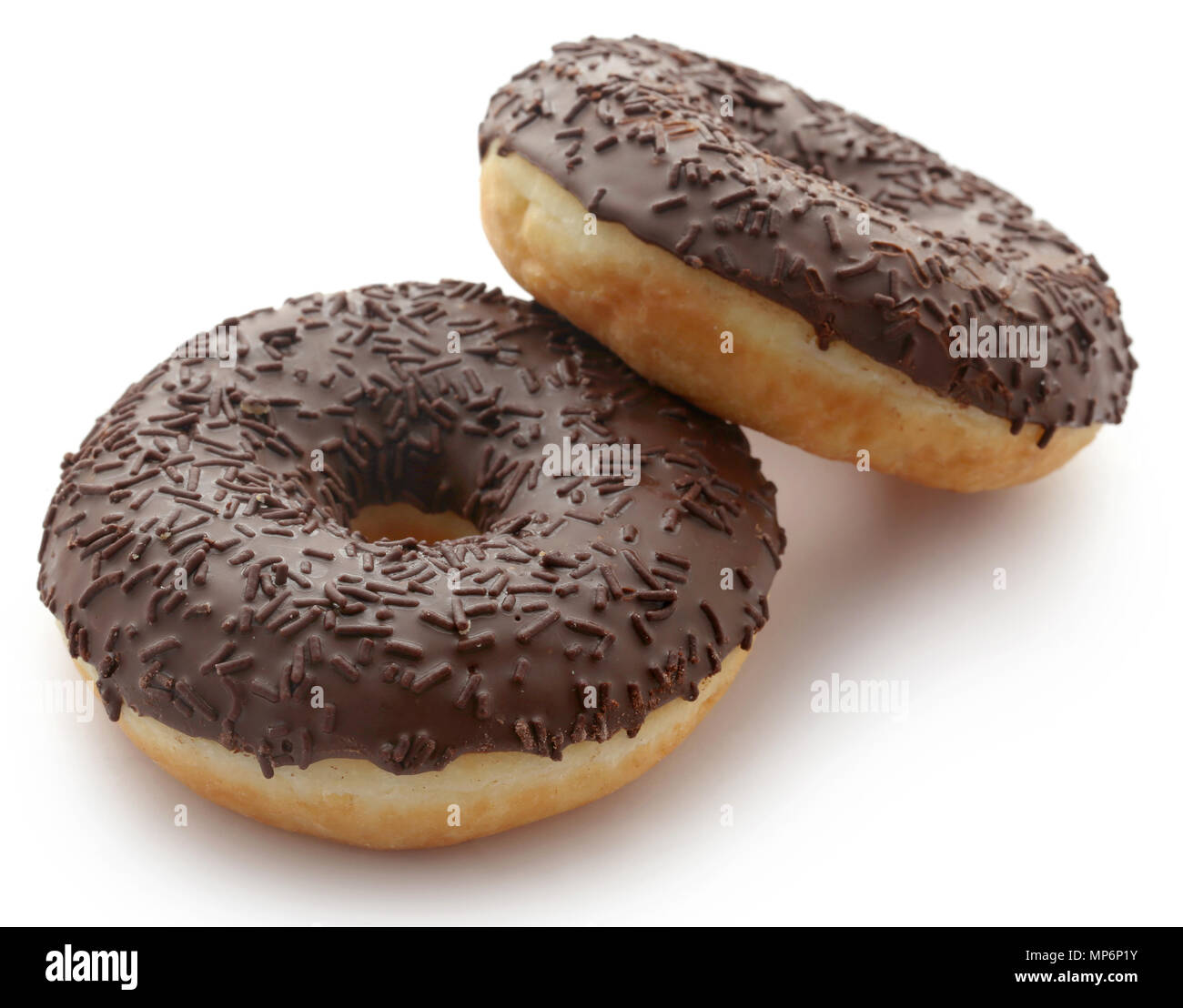 Chocolate donuts isolated over white background Stock Photo - Alamy