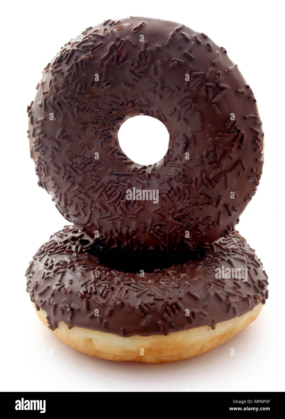 Chocolate donuts isolated over white background Stock Photo - Alamy