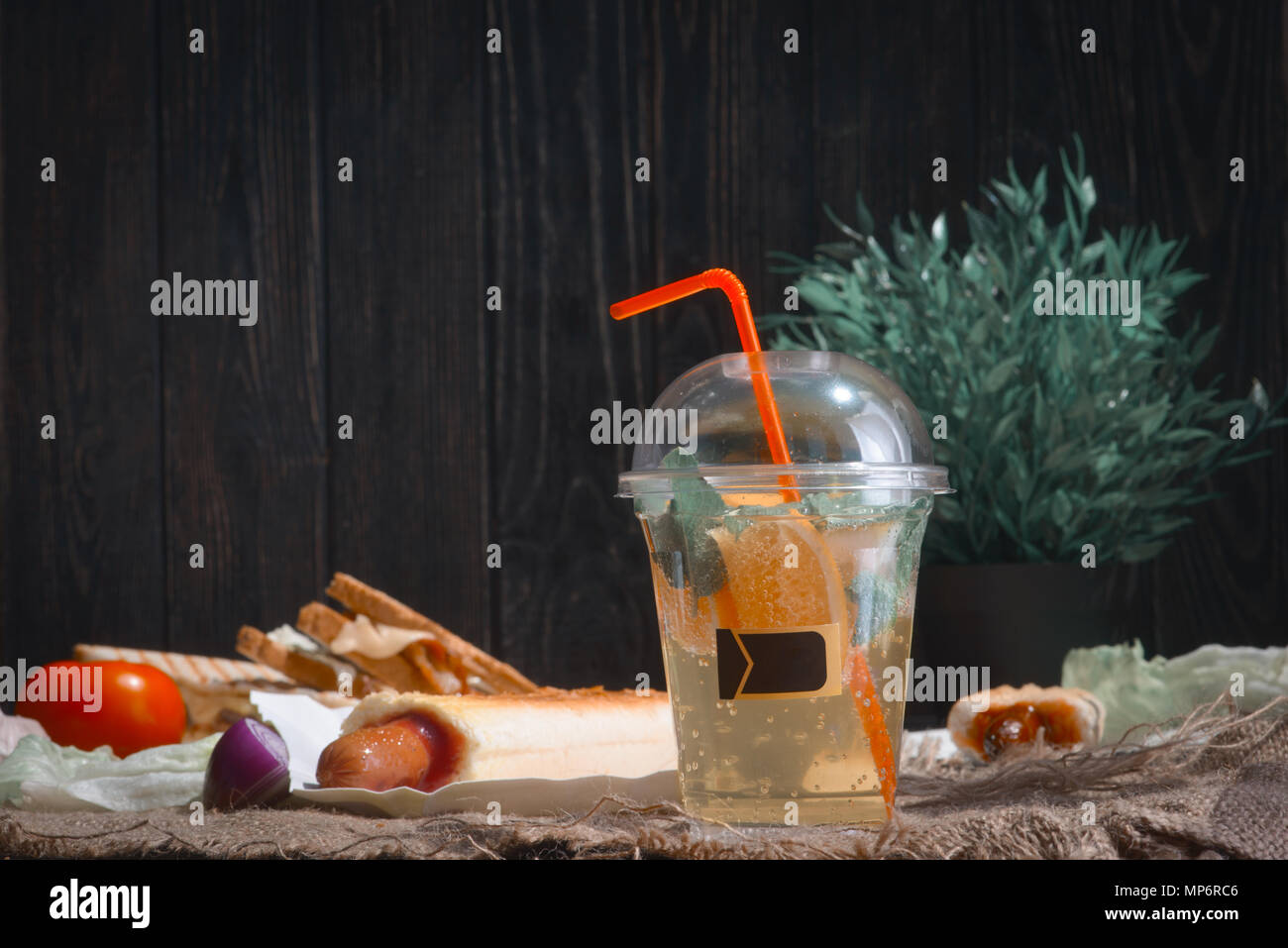 Lemonade and fast food Stock Photo Alamy