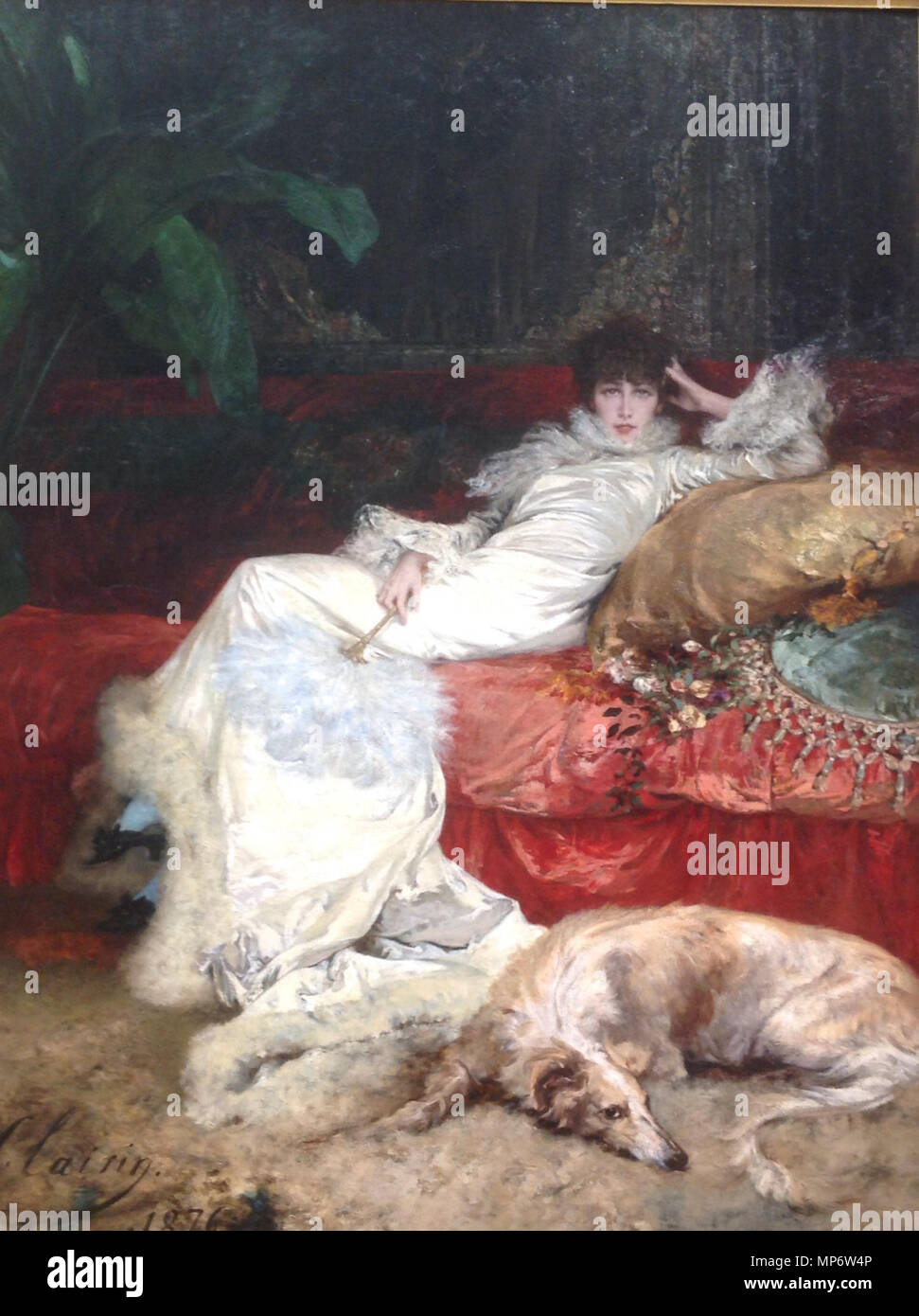 . English: Portrait of Sarah Bernhardt. Displayed in Salon of 1876, now in the Petit Palais, Paris. 13 April 2017, 13:28:46.   Georges Clairin  (1843–1919)     Alternative names Georges Jules Victor Clairin; Jules-Georges-Victor Clairin; Clairin; g. clairin; geo. clairin  Description French painter and illustrator  Date of birth/death 11 September 1843 2 September 1919  Location of birth/death Paris Belle-Île-en-Mer  Authority control  : Q1398223 VIAF: 8141920 ISNI: 0000 0001 1740 9767 ULAN: 500021209 LCCN: n95074887 GND: 116524928 WorldCat 1095 Sarah Bernhardt by Georges Clairin (1876) Stock Photo
