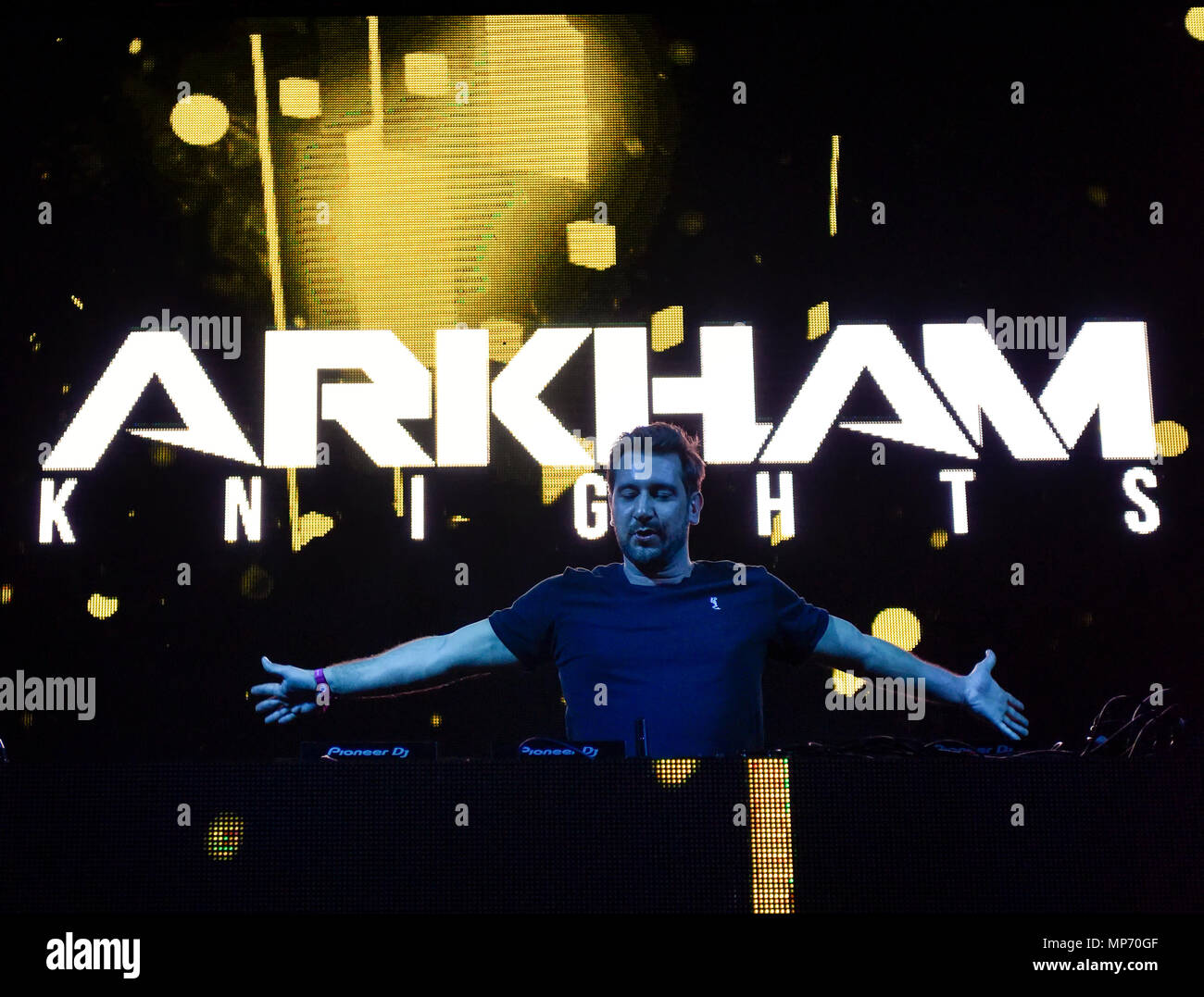 Las Vegas, Nevada, USA. May 20, 2018, DJ Arkham Knights on stage at the 2018 Electric Daisy Carnival, edc festival, Day 3, Credit: Ken Howard Images/Alamy Live News Stock Photo