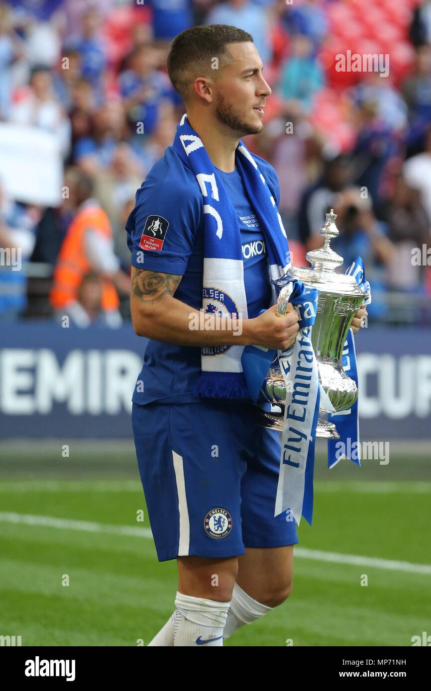 EDEN HAZARD CHELSEA V MANCHESTER UNITED FC CHELSEA V MANCHESTER UNITED FC, FA CUP FINAL 2018 WEMBLEY STADIUM, LONDON, ENGLAND 19 May 2018 GBB7674 STRICTLY EDITORIAL USE ONLY