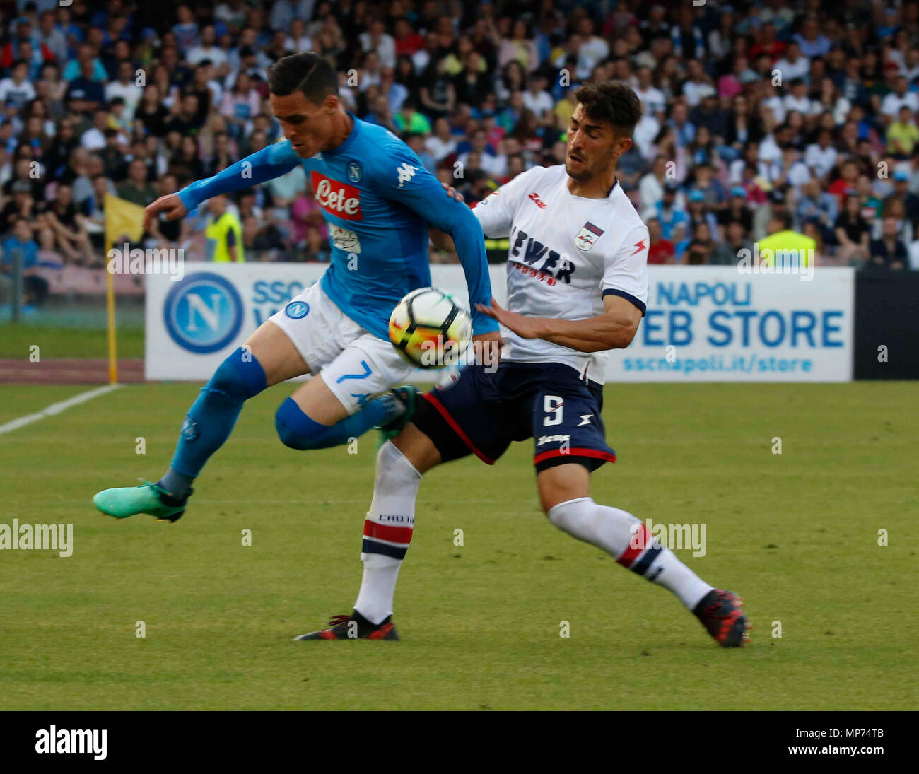 Naples  Italy , 20 May 2018. Andrea Nalini Jose Callejon  during the  italian serie a soccer match,  SSC Napoli - Crotone       at  the San  Paolo   stadium in Naples  Italy , 20 May 2018 Credit: agnfoto/Alamy Live News Stock Photo