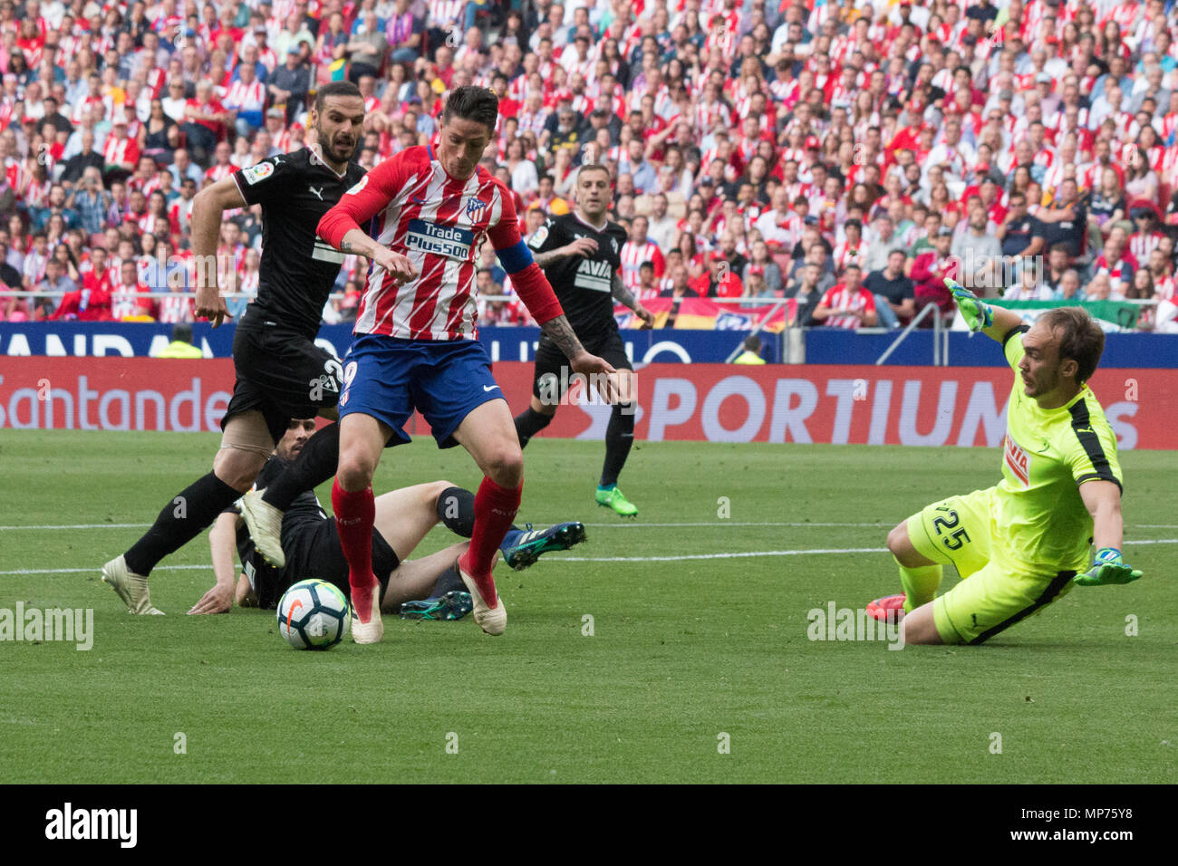 Madrid, Spain. 20th May 2018. Wanda Metropolitano stadium. Madrid. Spain. More than 68.000 people comes to see the 38th seasson of La Liga and the retire of Fernando Torres Idol of the club. The match confront Atletico de Madrid v Eibar S.D. In the image the second goal of Fernando Torres. Credit: Jorge Gonzalez /Alamy Live News/Alamy Live News Stock Photo